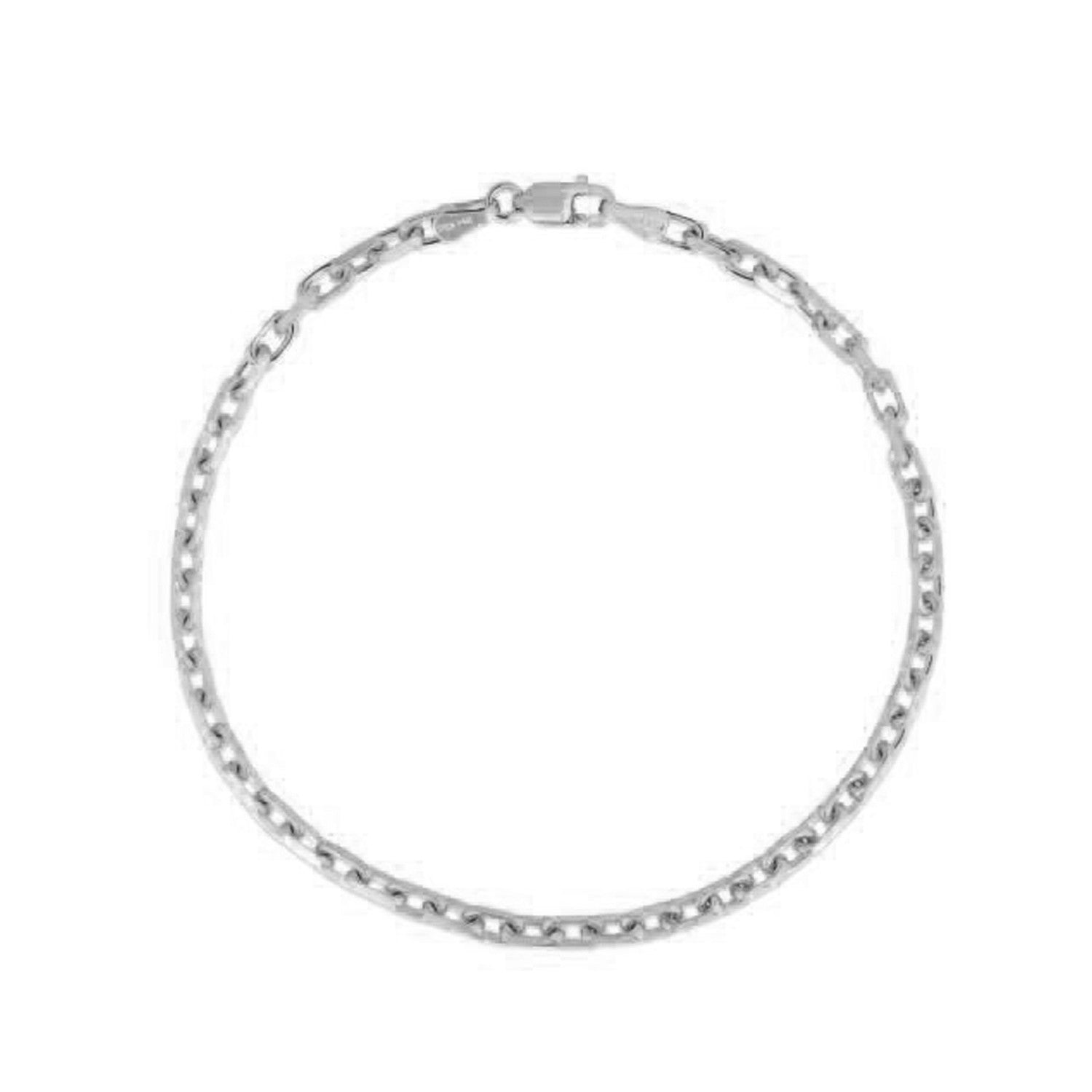 14k White Gold French Cable Chain Bracelet (2.50 mm) - Peelerie